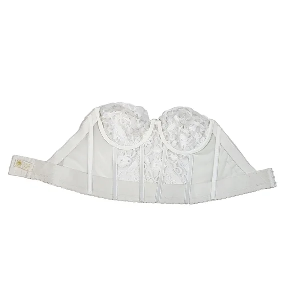 Vintage Gold Label Victorias Secret White Lace Bustier Bra Corset Sz 36B Bridal - Picture 11 of 15
